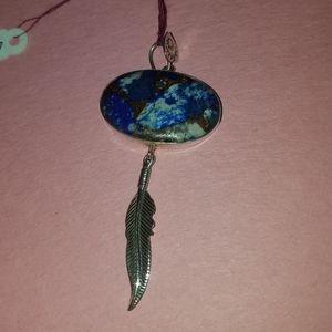 New Sterling Silver Afghanistan lapis dream catcher pendant